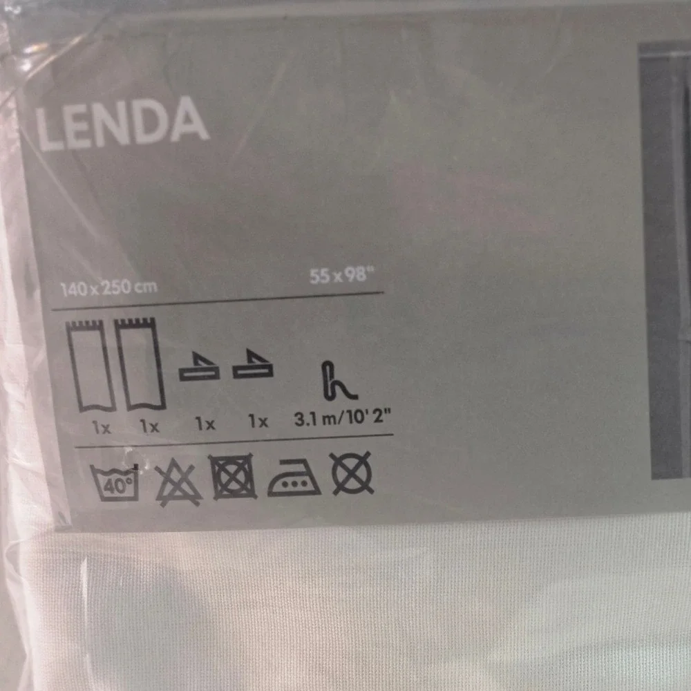 IKEA Lenda Curtains Pair White Cotton Hidden Tab Top Tie Backs 55x98 301.228.78